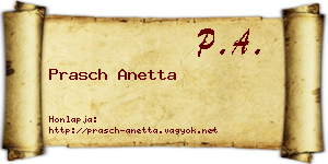 Prasch Anetta névjegykártya
